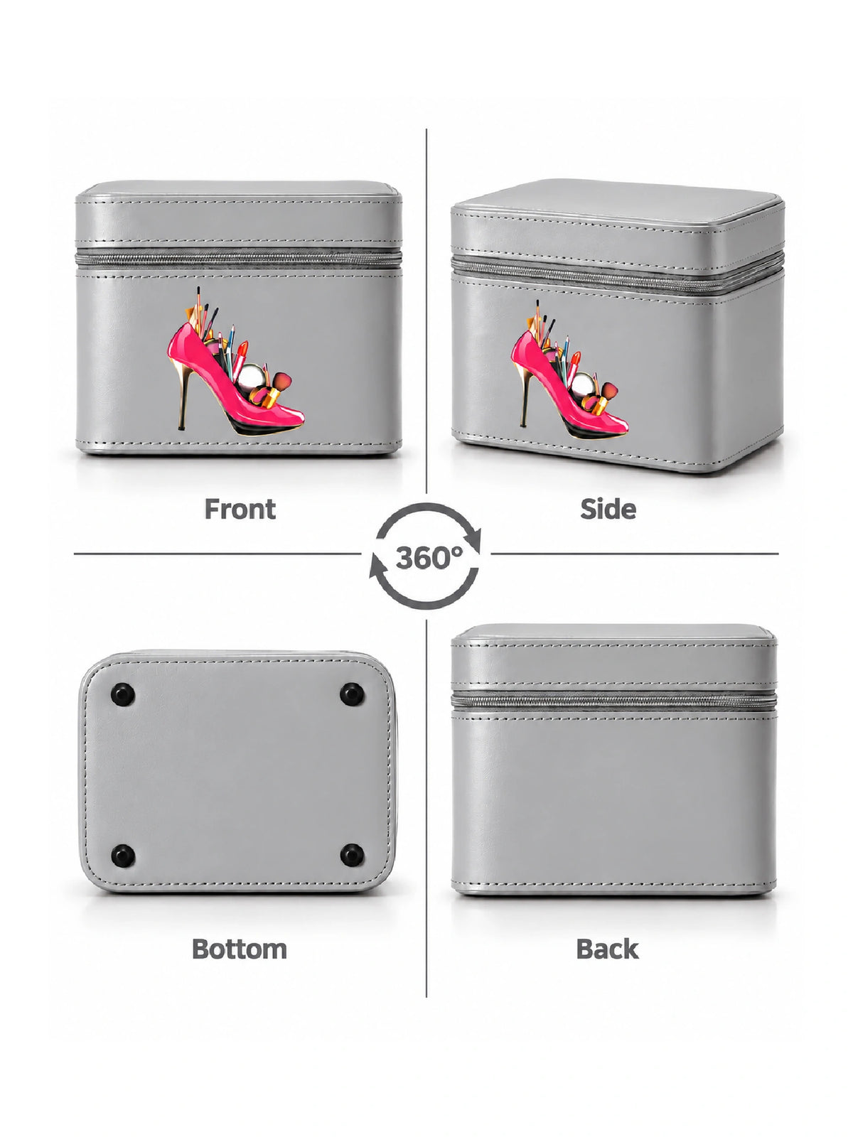 Premium 3-Piece Vanity Case Set – Grey Makeup Organizer