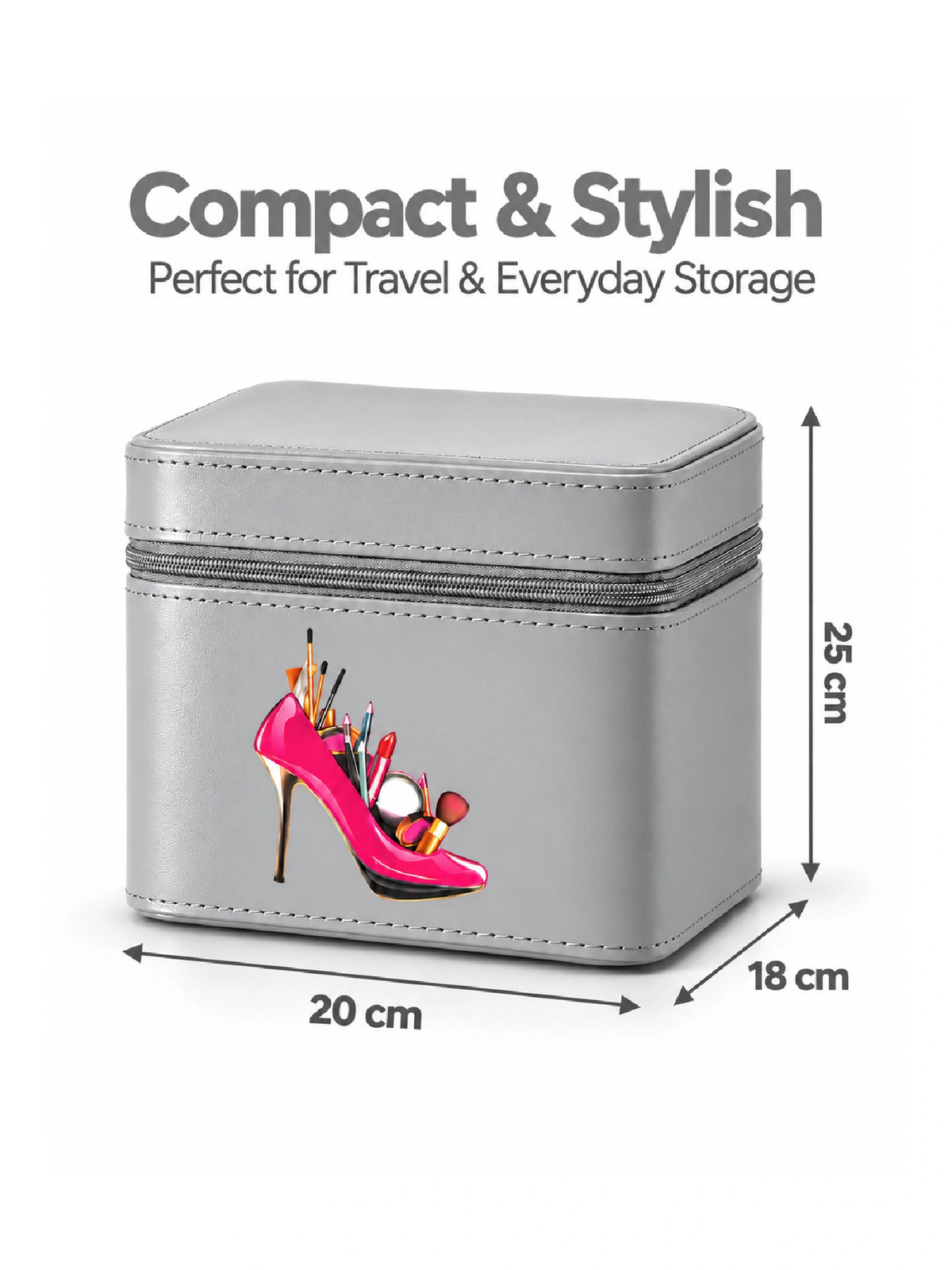 Premium 3-Piece Vanity Case Set – Grey Makeup Organizer