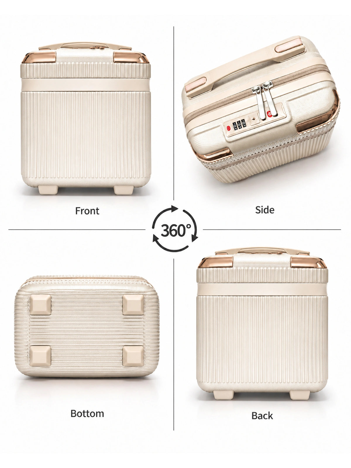 Cream White Premium Textured Vanity Case - Medium