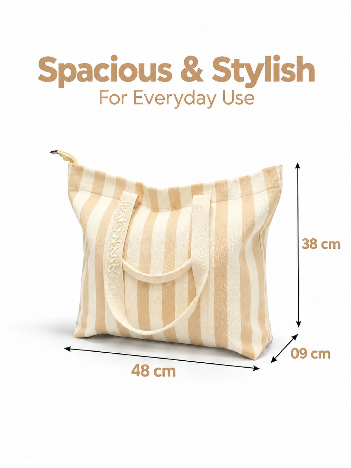 Striped Canvas Tote Bag for Women - Cream Strip