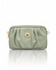 Pleated PU Leather Crossbody Bag - Light Sage Green