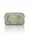 Pleated PU Leather Crossbody Bag - Light Sage Green