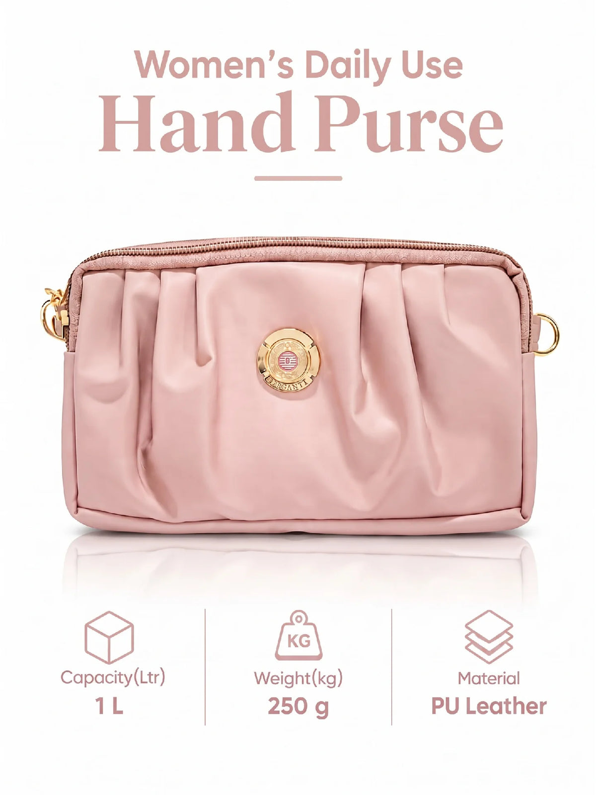 Pleated PU Leather Crossbody Bag - Baby Pink
