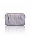 Pleated PU Leather Crossbody Bag - Light Lavender Grey