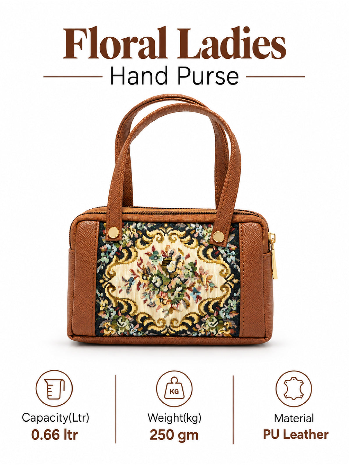 Karry House Floral Ladies Hand Purse – Brown