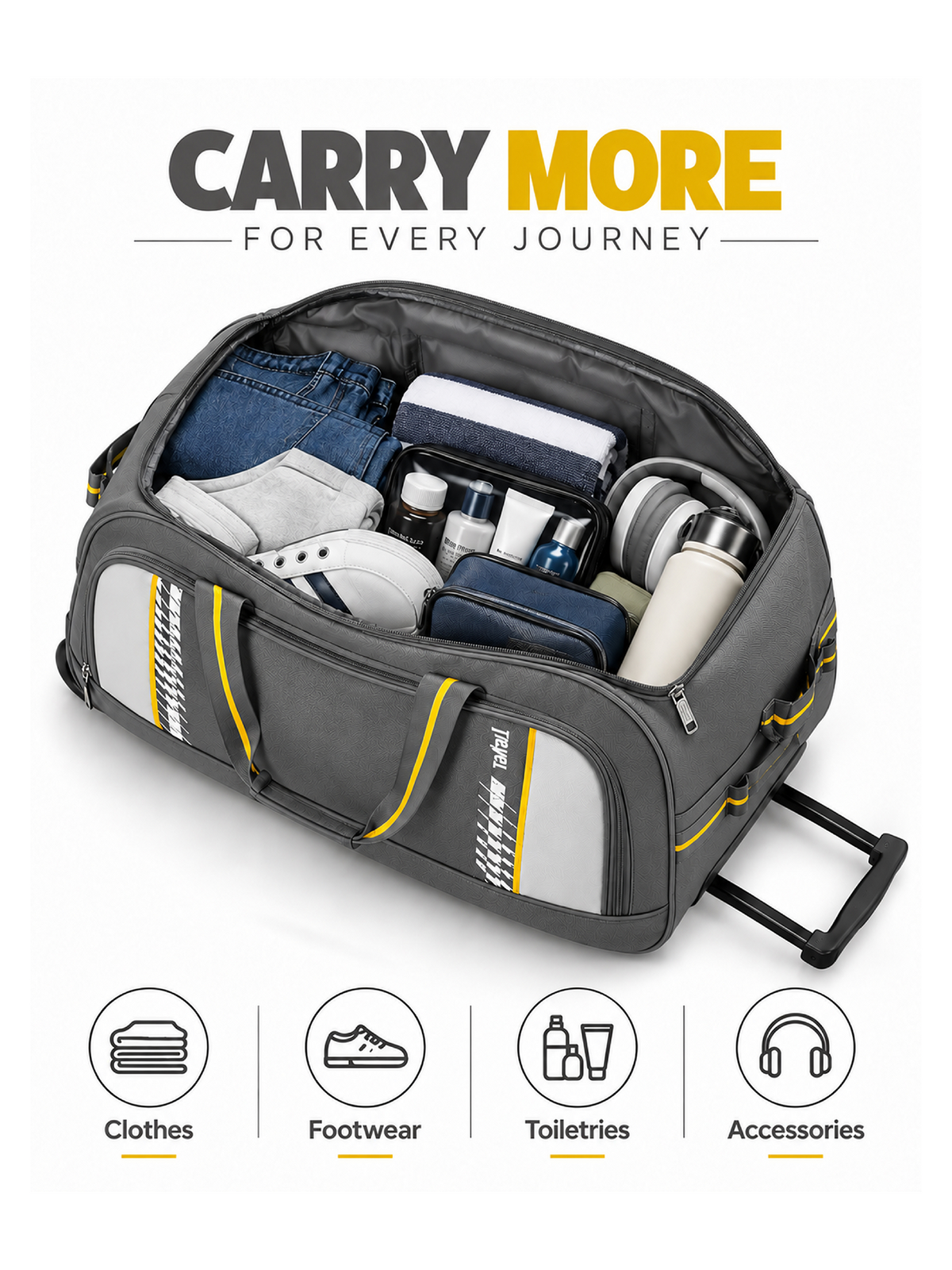 Safari Beamer Rolling Duffle Travel Bag - Grey