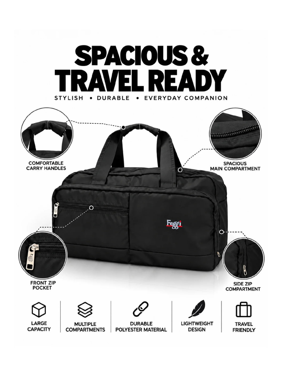 Karry House Carry Duffel Bag – Black 42L Travel Duffel