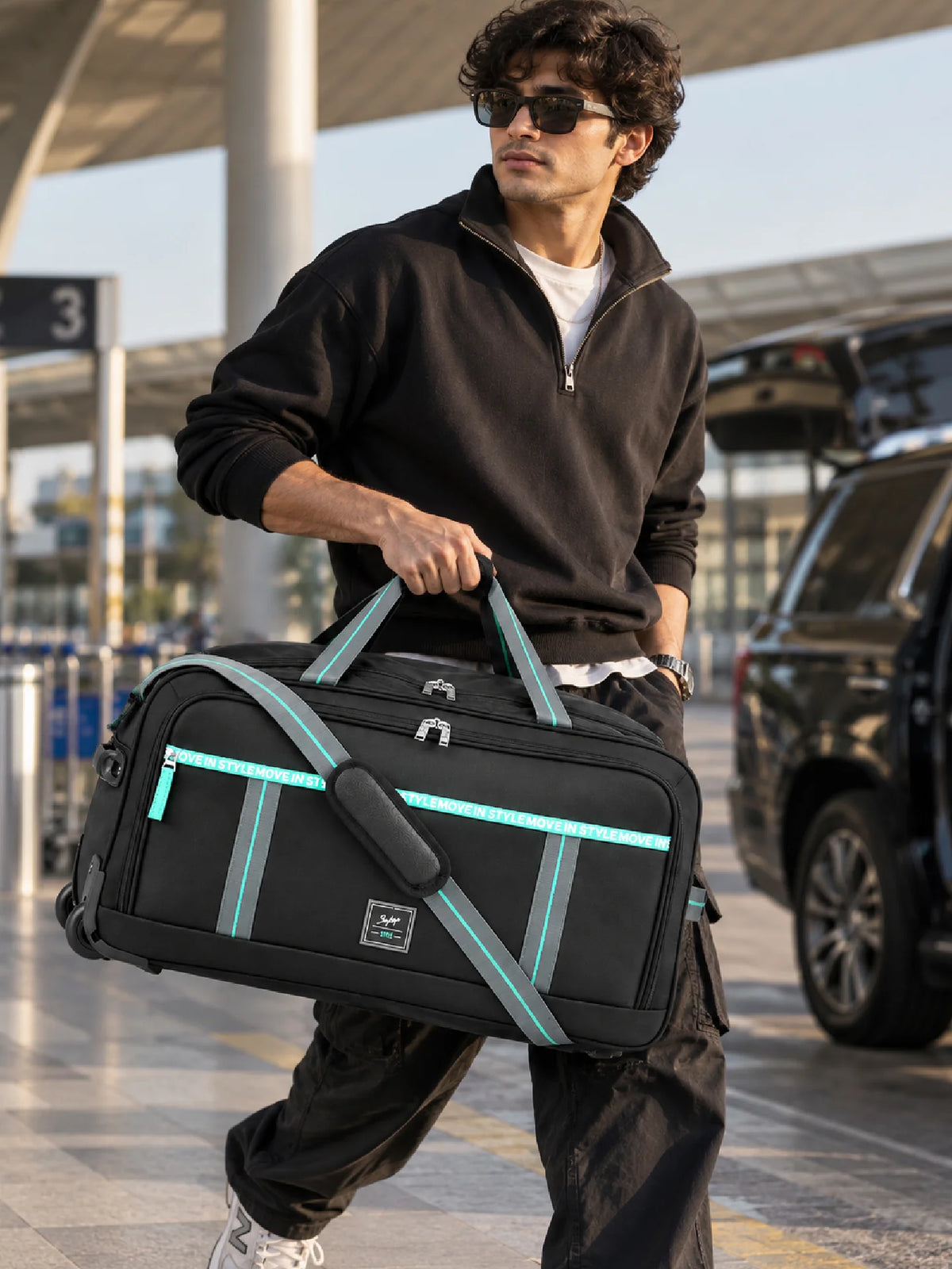 Karry House Skybags Strolley Duffel Bag – Black 73L