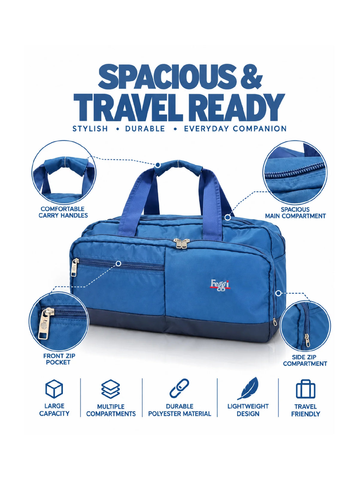 Karry House Carry Duffel Bag – Blue 42L Travel Duffel