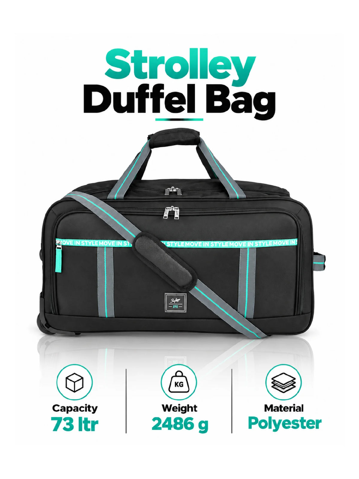 Karry House Skybags Strolley Duffel Bag – Black 73L