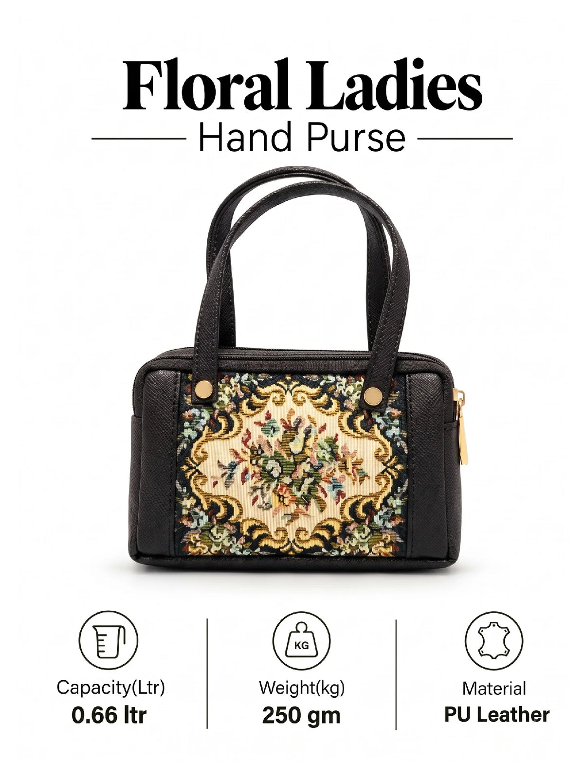 Karry House Floral Ladies Hand Purse – Black