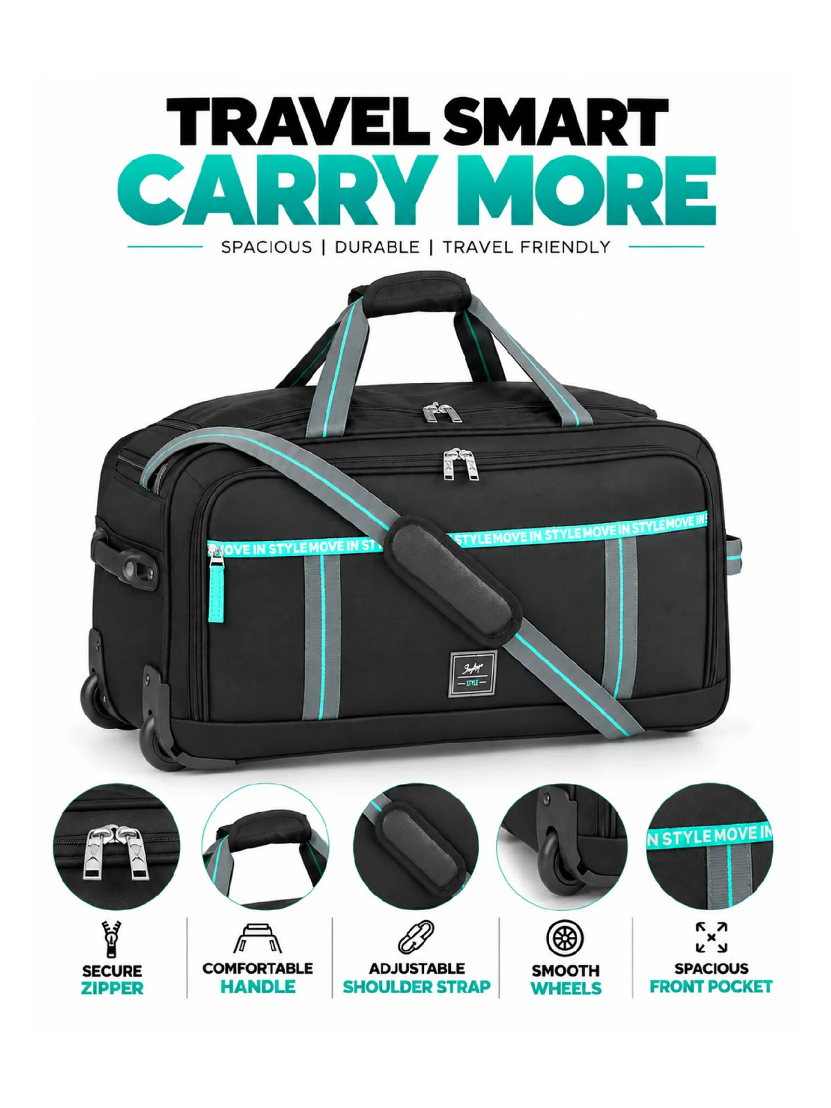 Karry House Skybags Strolley Duffel Bag – Black 73L