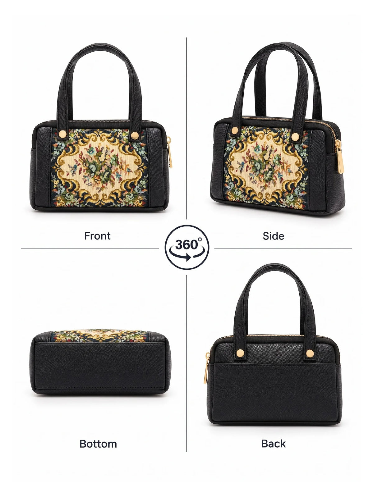 Karry House Floral Ladies Hand Purse – Black