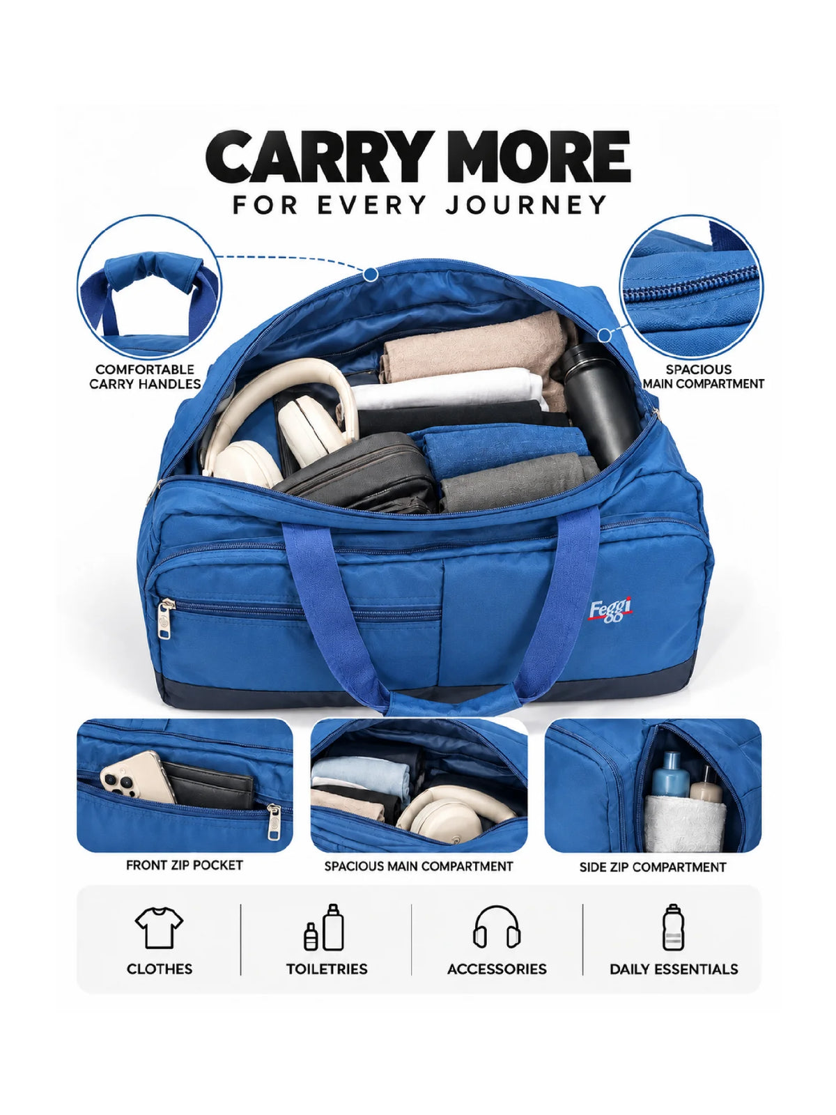 Karry House Carry Duffel Bag – Blue 42L Travel Duffel