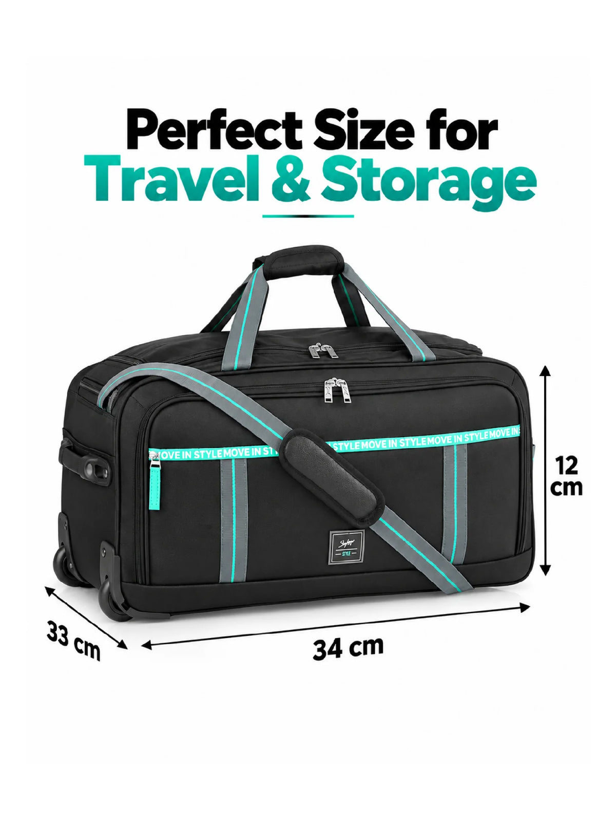 Karry House Skybags Strolley Duffel Bag – Black 73L