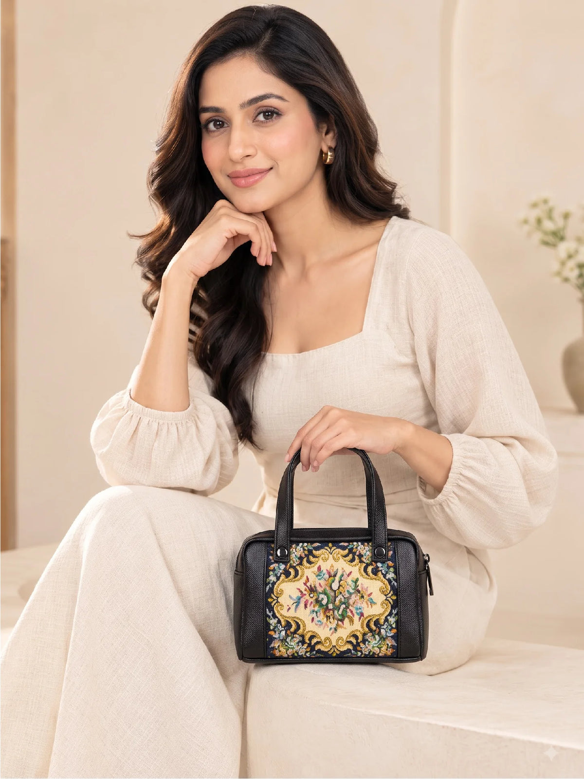 Karry House Floral Ladies Hand Purse – Black