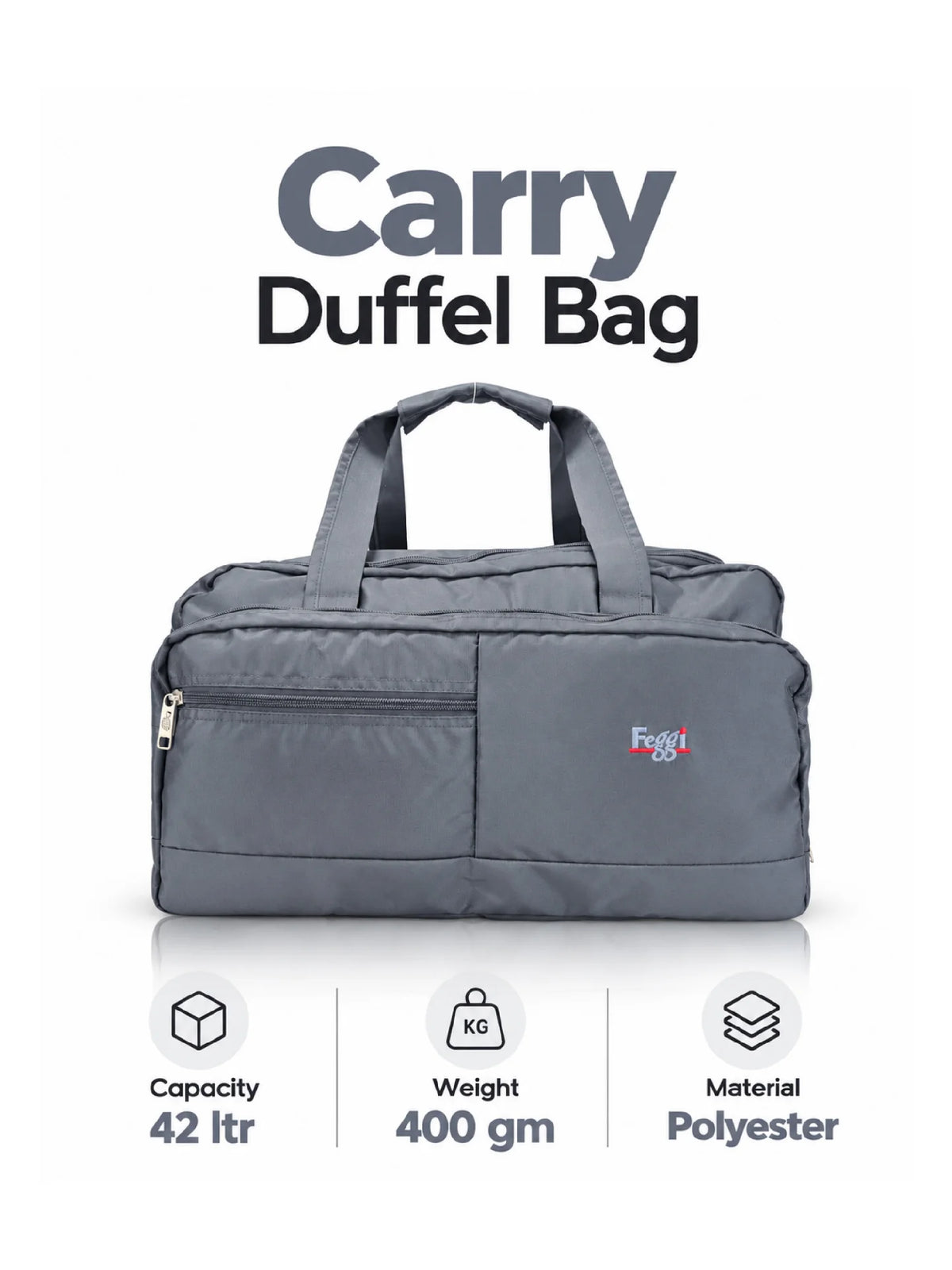 Karry House Carry Duffel Bag – Grey 42L Travel Duffel