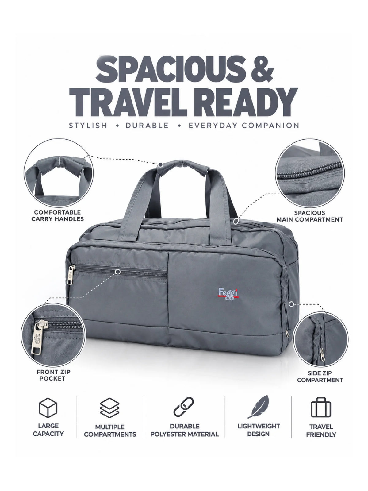 Karry House Carry Duffel Bag – Grey 42L Travel Duffel