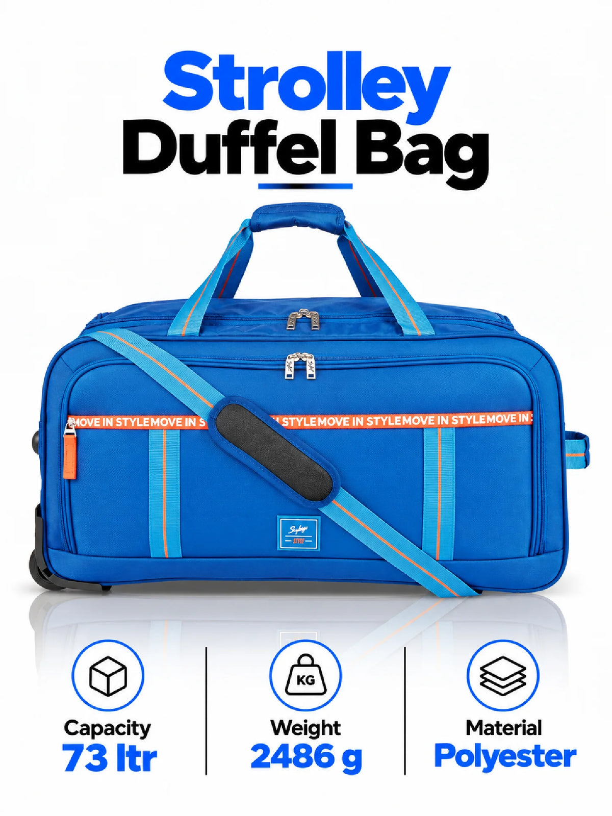 Karry House Skybags Strolley Duffel Bag – Blue 73L