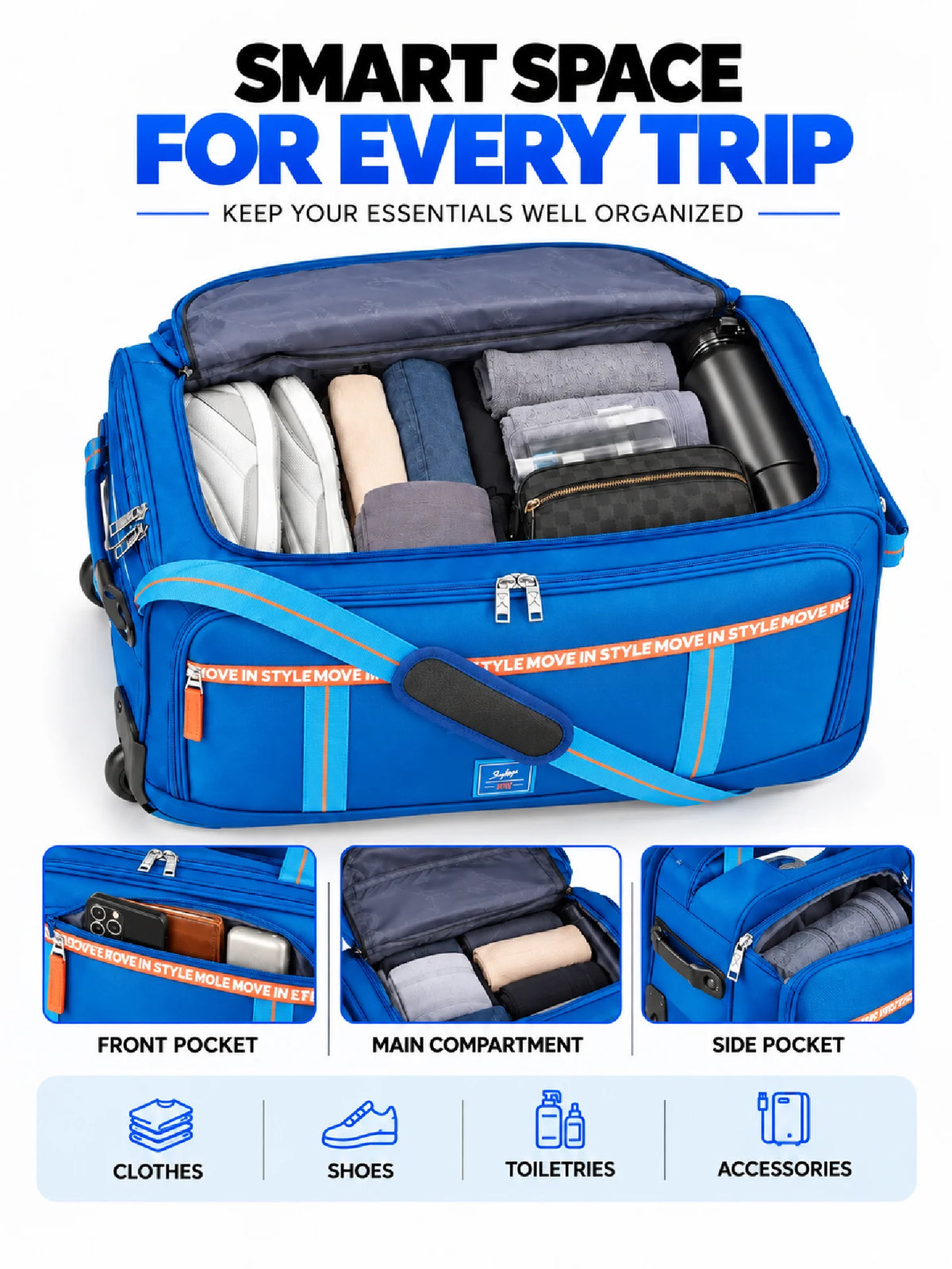 Karry House Skybags Strolley Duffel Bag – Blue 73L