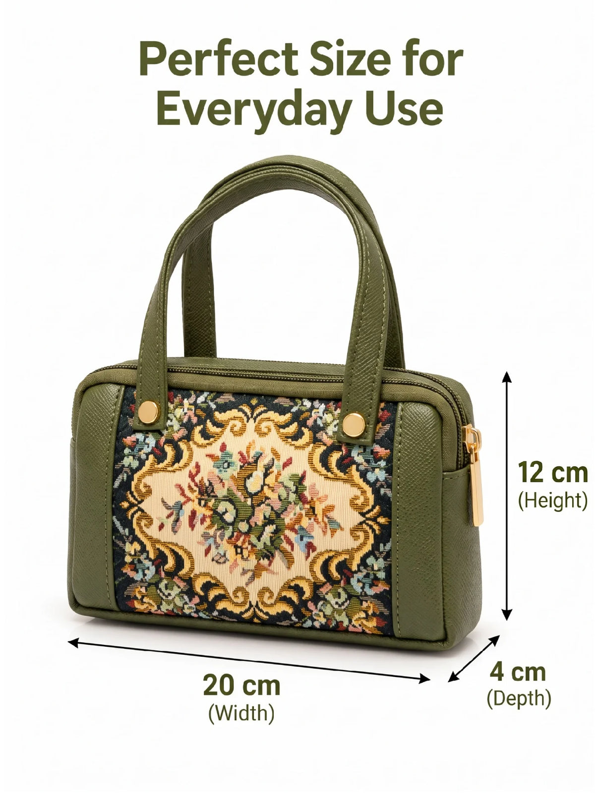 Karry House Floral Ladies Hand Purse – Olive Green