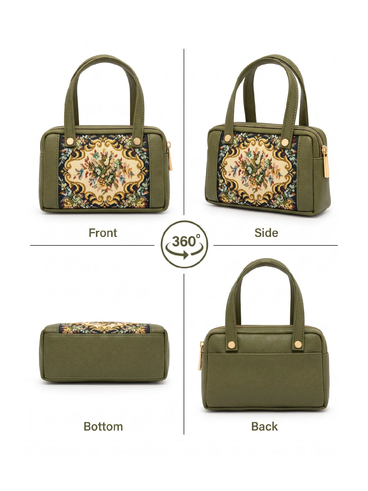 Karry House Floral Ladies Hand Purse – Olive Green