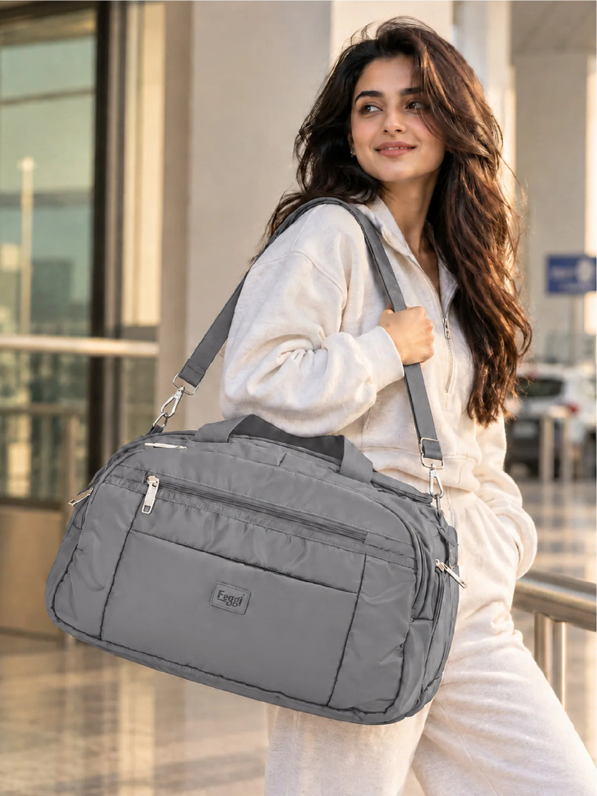 Feegi Multi-Pocket Travel Business Bag – Grey