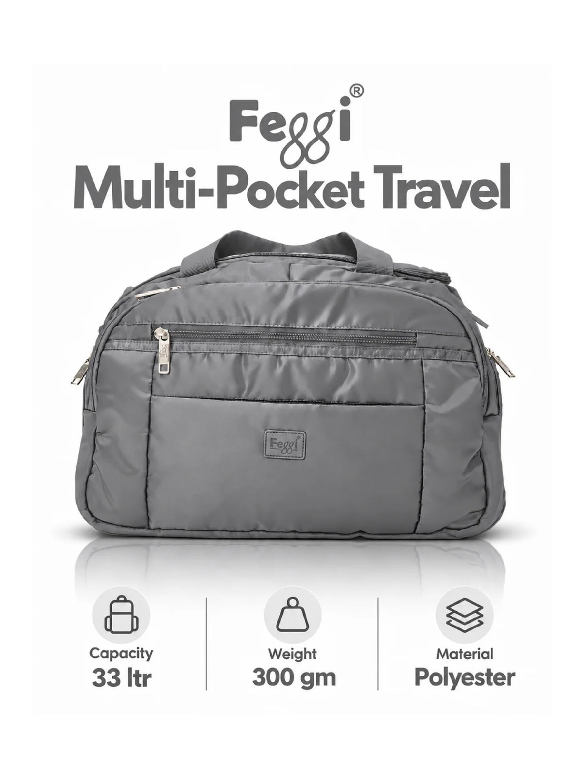 Feegi Multi-Pocket Travel Business Bag – Grey
