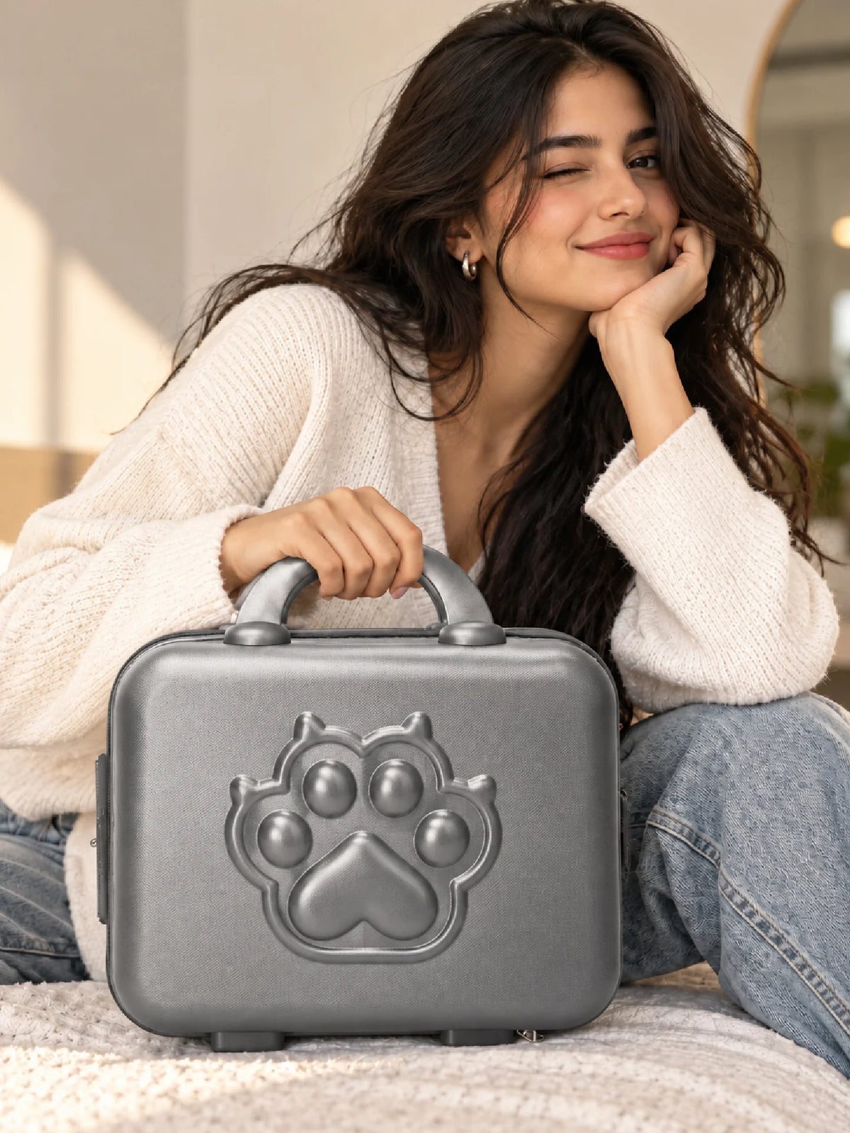 Karry House Kids Hard Shell Vanity Travel Bag – Grey Cat Lag