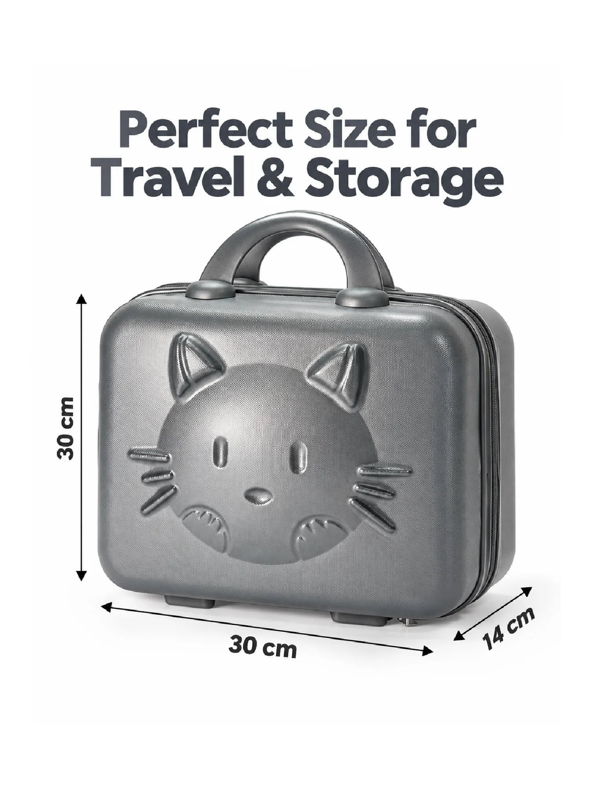 Karry House Kids Hard Shell Vanity Travel Bag – Grey Cat