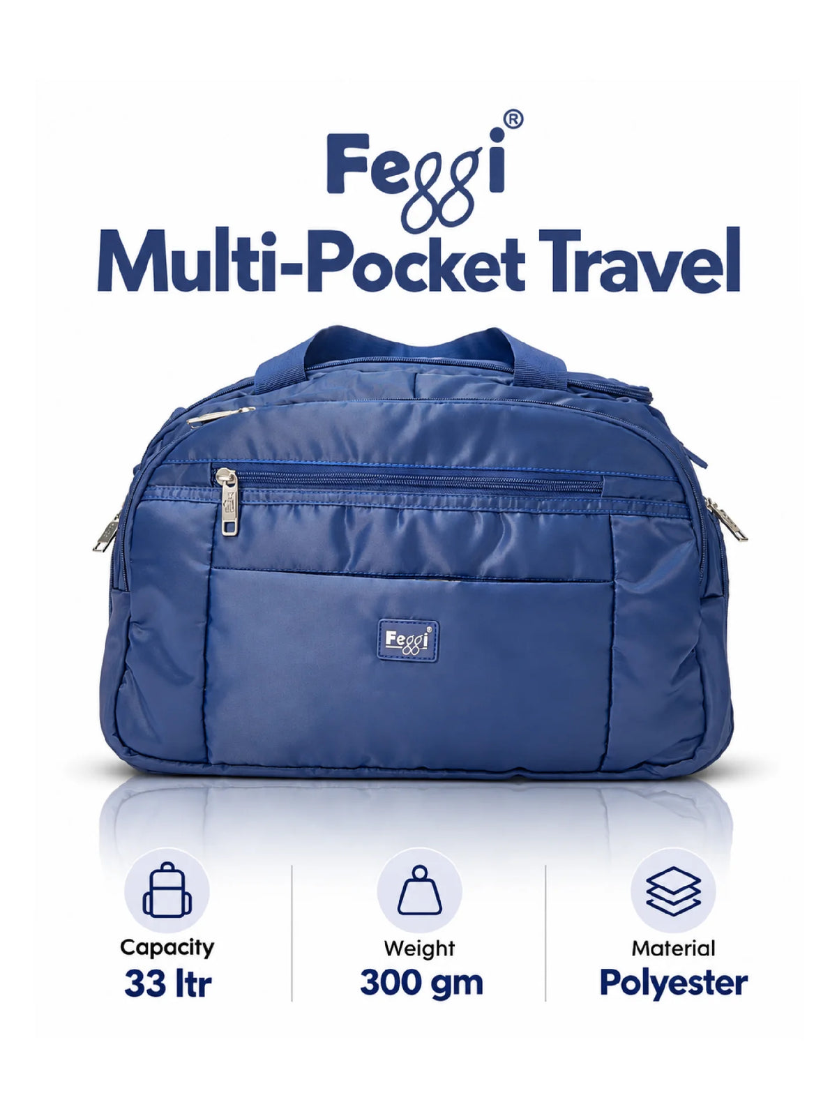 Feegi Multi-Pocket Travel Business Bag – Blue
