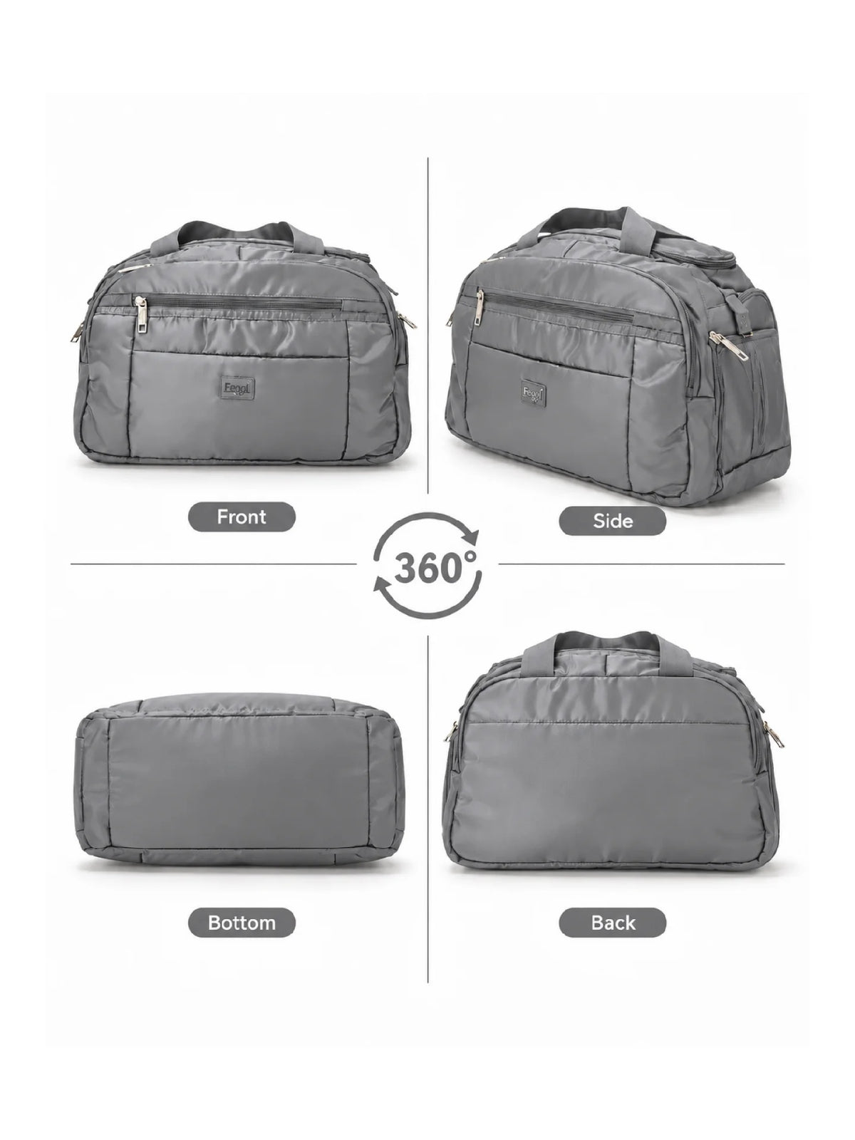 Feegi Multi-Pocket Travel Business Bag – Grey