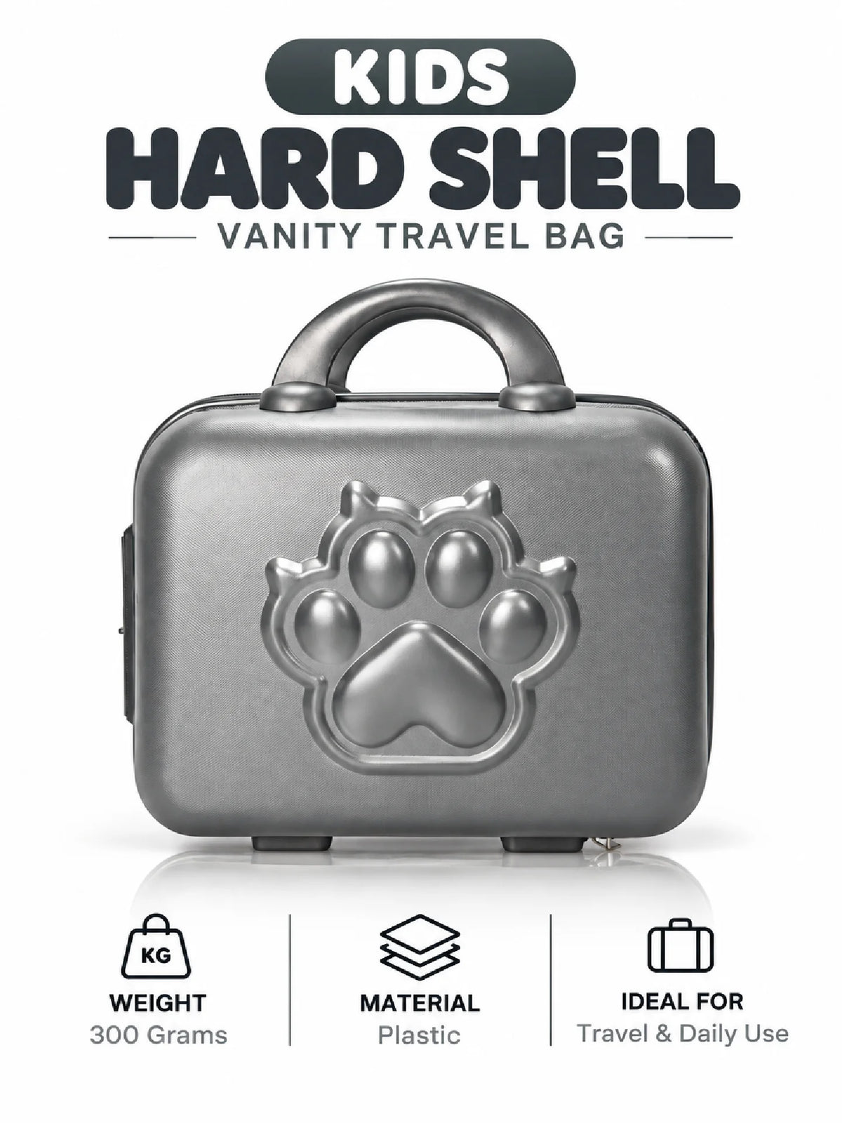 Karry House Kids Hard Shell Vanity Travel Bag – Grey Cat Lag
