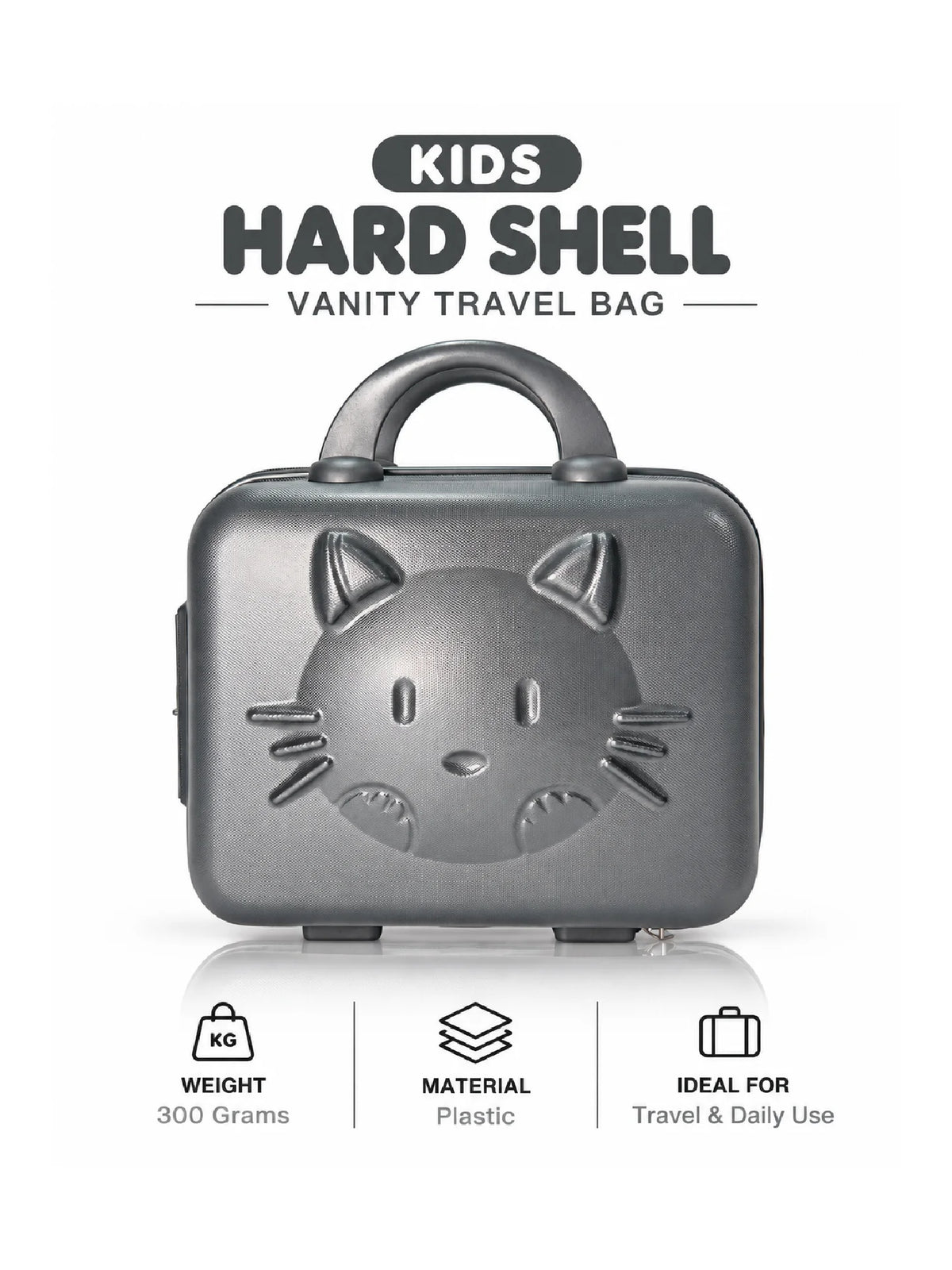 Karry House Kids Hard Shell Vanity Travel Bag – Grey Cat