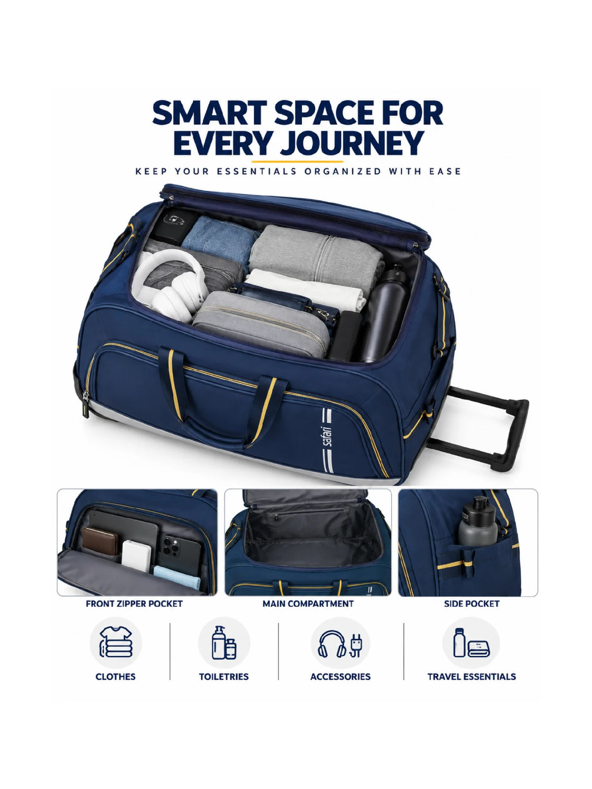 SAFARI 105L Strolley Duffel Bag - Blue
