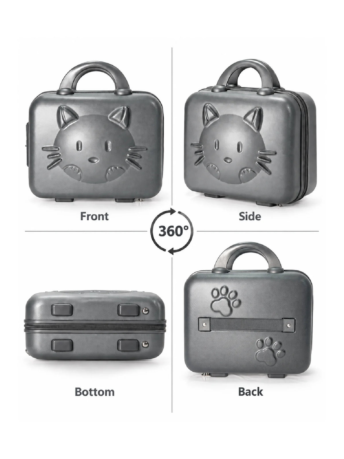 Karry House Kids Hard Shell Vanity Travel Bag – Grey Cat