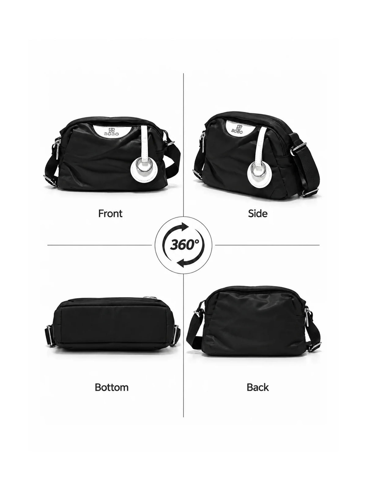 BOBO Black Nylon Sling Bag - Daily Handbag